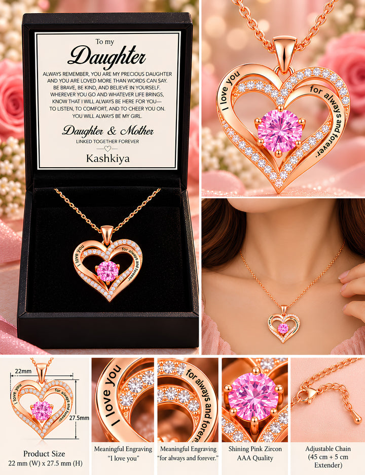 Pink Heart Necklace – To My Daughter