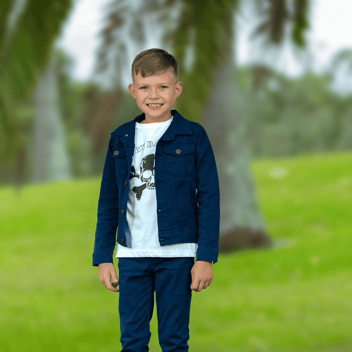 deep blue denim jacket for kids boys
