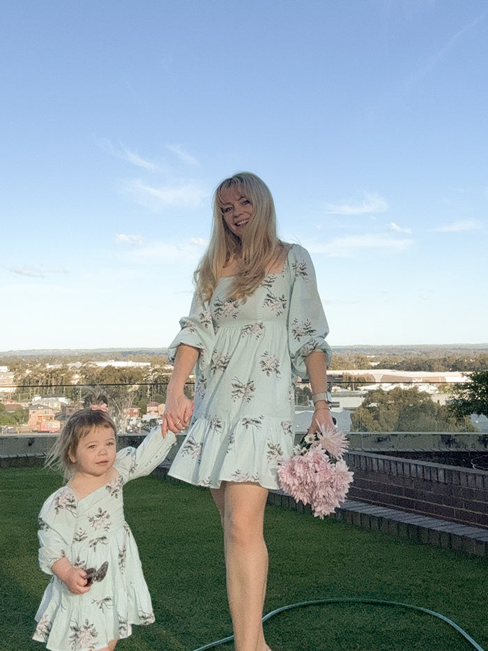 Mini - Sky Blossom - Full Sleeves Dress