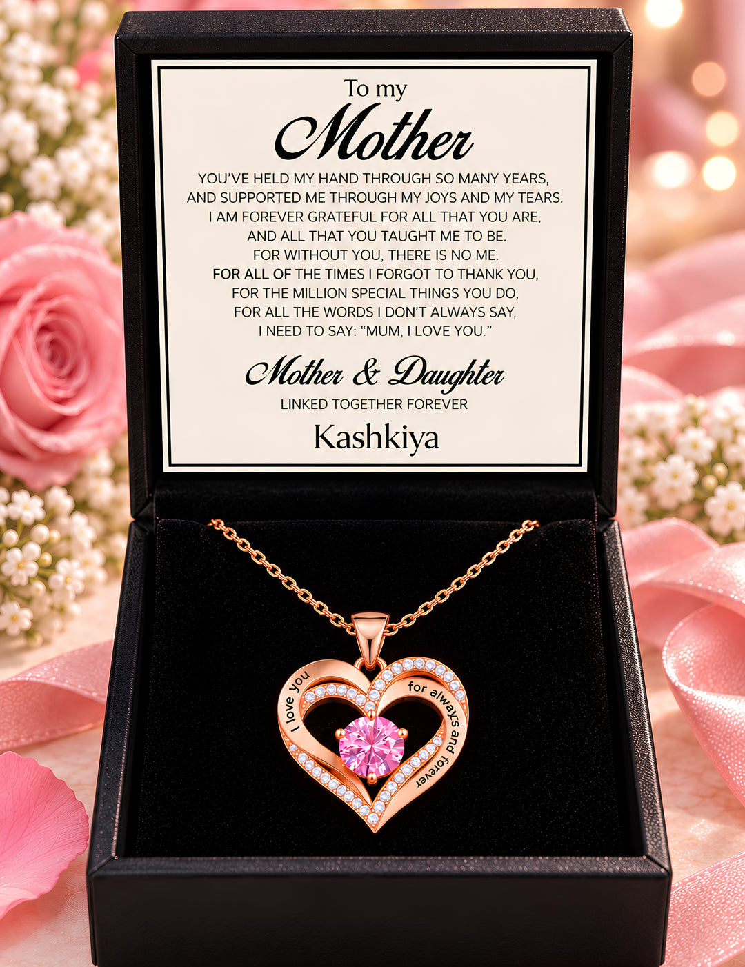 Pink Heart Necklace – To My Mother
