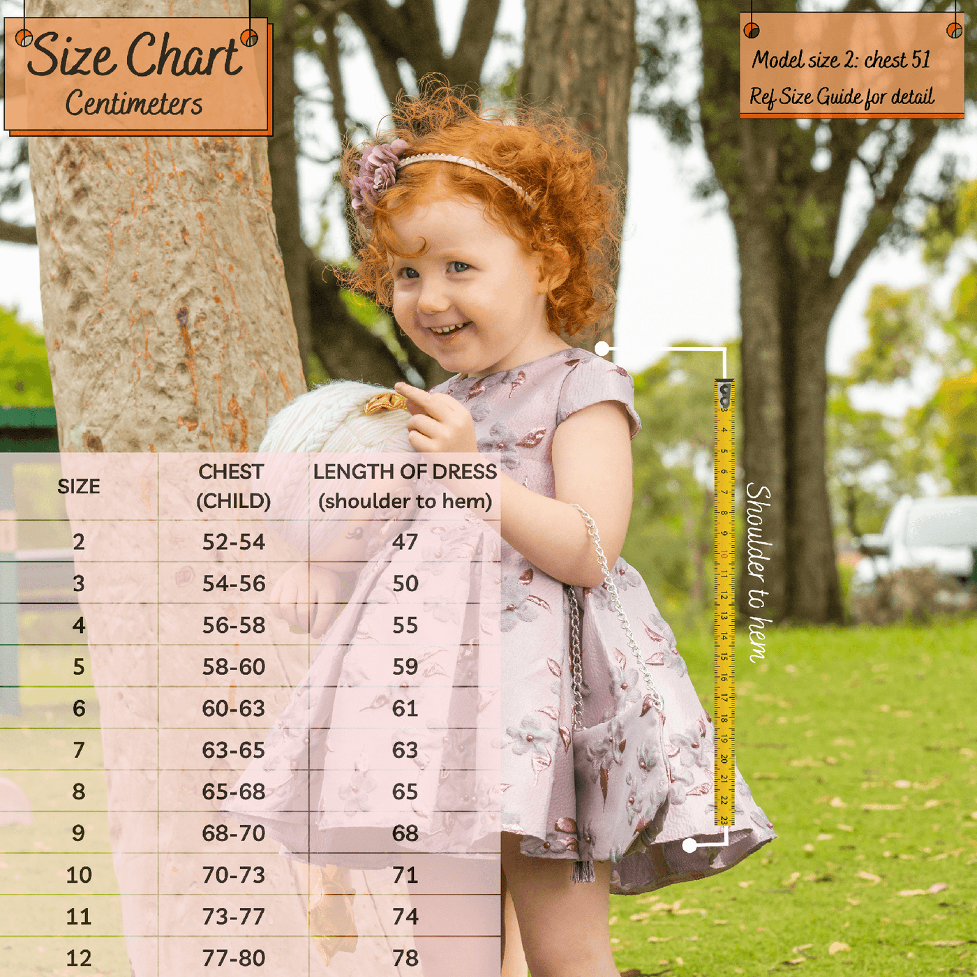 kids girls size chart - lavender love flower dress
