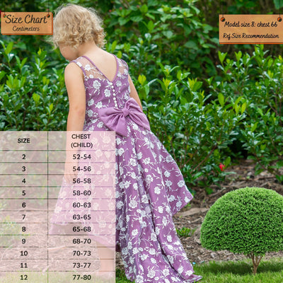 kids girls size chart - majestic lilac flower dresses 