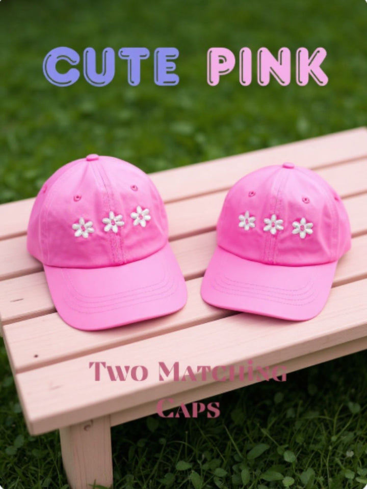 Two Matching Pink Caps - Mum & Mini