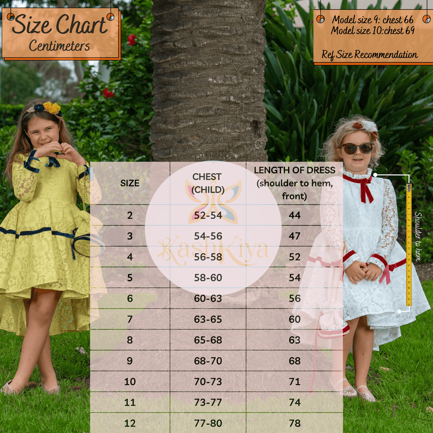kids girls size chart - winter wonderland designer dress
