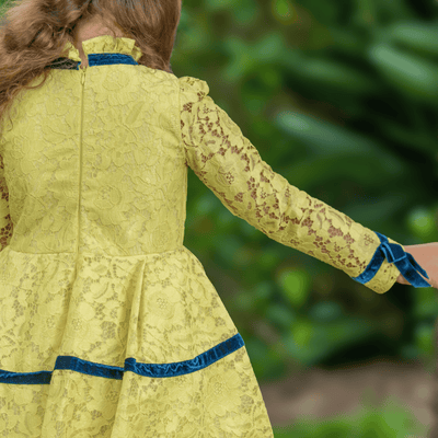 winter wonderland designer dress for girls - yellow