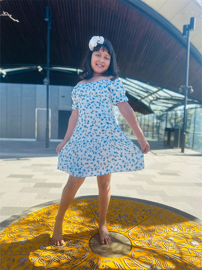 Blue Daisy Dress - mini Kashkiya Blue Daisy Dress - mini Kashkiya